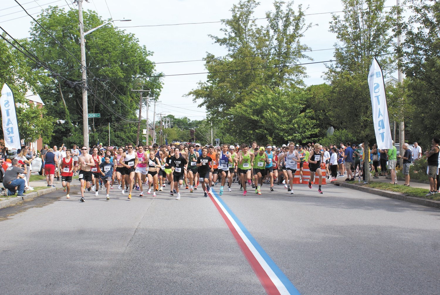 ON YOUR MARK, GET SET, GO:  The start of the 5K road race went off at 9:30 a.m. (Photo by Steve Popiel)